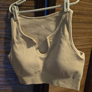 Cream Ribbed Women's Crop Top Bralet